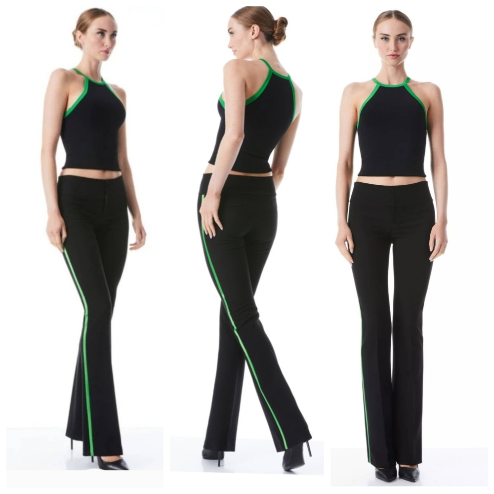 Alice + Olivia heidi halter crop top and bootcut pant matching Set Size 2 - Picture 3 of 15